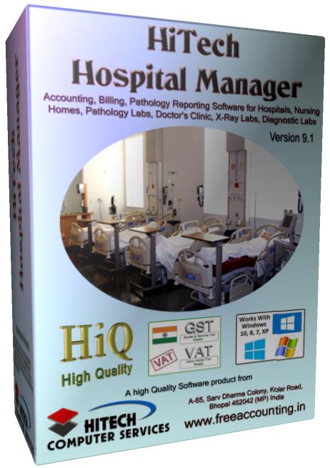 Business Management and Accounting Software for hospitals, nursing homes, diagnostic labs. Modules : Rooms, Patients, Diagnostics, Payroll, Accounts & Utilities. Free Trial Download.