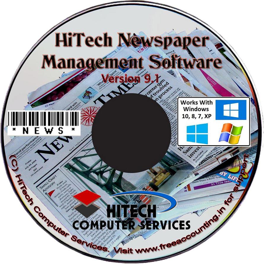 Business Management and Accounting Software for newspaper, magazine publishers. Modules : Advertisement, Circulation, Parties, Transactions, Payroll, Accounts & Utilities. Free Trial Download.