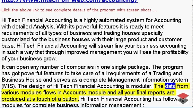 HiTech Financial Accounting Download - Accounting - Powerful and Easy accounting, Accounting Package, Free accounting, Company account Manager, solution for stock handling and billing management control, Barcode support inventory. No special barcode printer is required to print barcode.