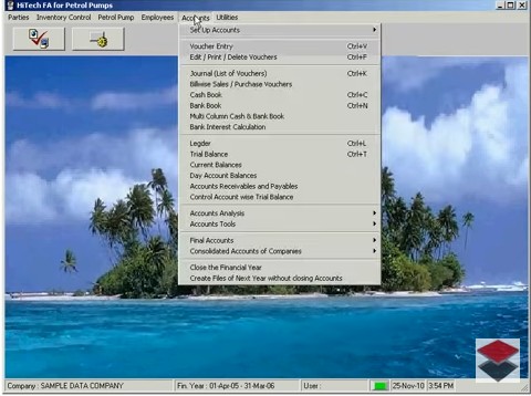 HiTech Financial Accounting Software for Petrol Pumps, Business Management and Accounting Software for Petrol Pumps. Modules : Pumps, Parties, Inventory, Transactions, Payroll, Accounts & Utilities. Free Trial Download.