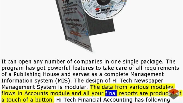 Publishing Management Software, Accounting, ERP, CRM Software for Newspapers, Magazines, Business Management and Accounting Software for newspaper, magazine publishers. Modules : Advertisement, Circulation, Parties, Transactions, Payroll, Accounts & Utilities. Free Trial Download.