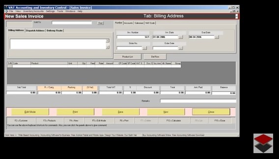 Free download of VAT Accounting Software with Inventory Control, Free trial download of Business Management and VAT Accounting Software for Traders, Dealers, Stockists etc. Modules: Customers, Suppliers, Products / Inventory, Sales, Purchase, Accounts & Utilities. Free Trial Download.