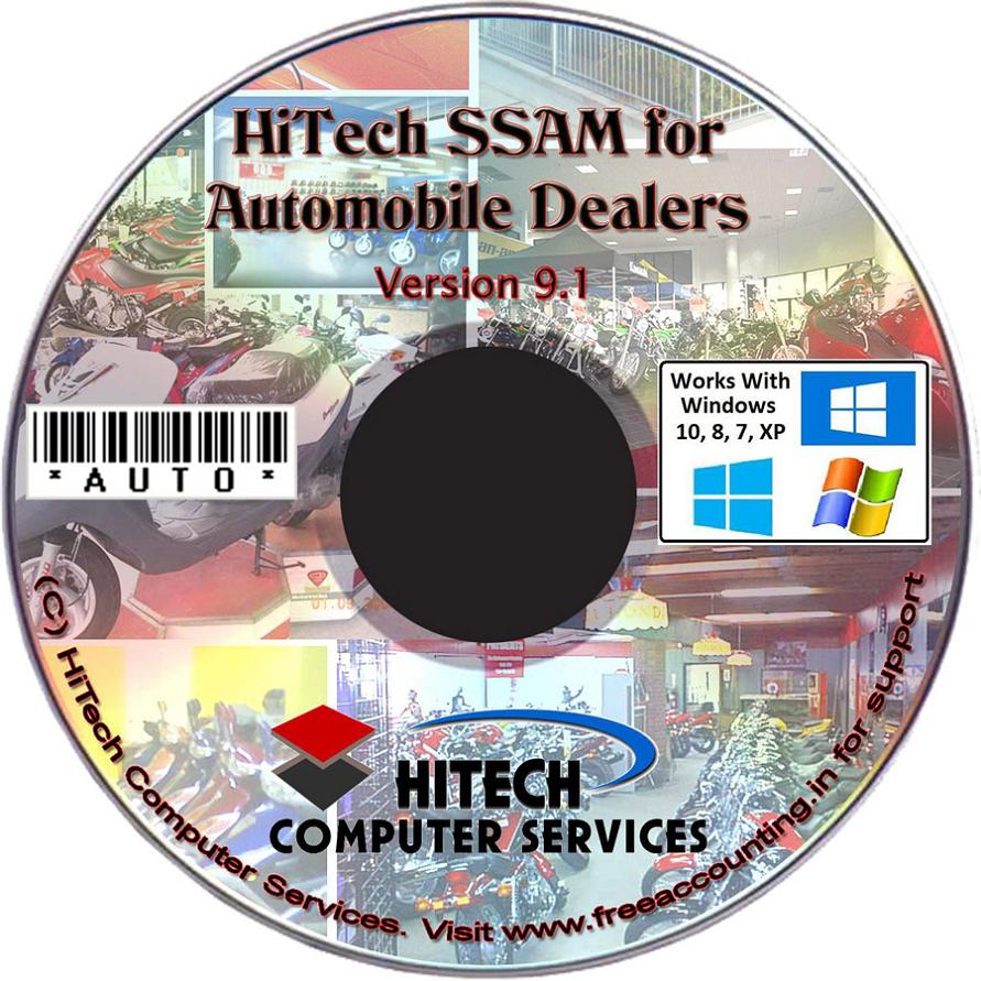 Billing, Inventory control Accounting Software, Software for automobile dealers, two wheelers dealers, service stations. Modules :Customers, Suppliers, Products, Automobiles, Sales, Purchase, Accounts & Utilities. Free Trial Download.