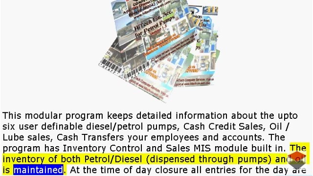 HiTech Financial Accounting Software for Petrol Pumps, Business Management and Accounting Software for Petrol Pumps. Modules : Pumps, Parties, Inventory, Transactions, Payroll, Accounts & Utilities. Free Trial Download.