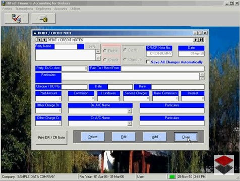 HiTech Financial Accounting Software for Commodity Brokers, Commission Agents, Business Management and Accounting Software for commodity brokers, commission agents. Modules : Parties, Transactions, Payroll, Accounts & Utilities. Free Trial Download.