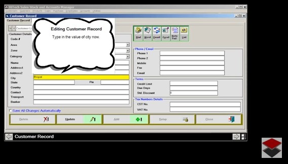 Internet Billing, Inventory Control and Accounting Software, Web based Billing, POS, Inventory Control, Accounting Software with CRM for Traders, Dealers, Stockists etc. Modules: Customers, Suppliers, Products / Inventory, Sales, Purchase, Accounts & Utilities. Free Trial Download.